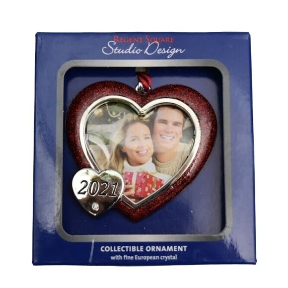 Regent Studio Heart Photo Ornament 2012 Red Enamel Rhinsetone - Picture 1 of 3
